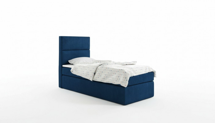 Lit Boxspring Bleu Design Grand Lit Rembourrage Hôtel Mariage Lits de Luxe 80x200cm neuf