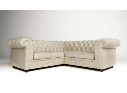 Canapé d'angle Chesterfield L-shape en tissu, design de canapé, siège rembourré, textile de canapé