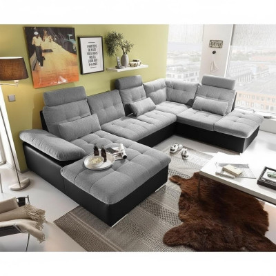 Canapé d'angle en tissu en forme de U Fonction lit Design canapé rembourrage Textile cuir Coin