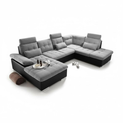 Canapé d'angle en tissu en forme de U Fonction lit Design canapé rembourrage Textile cuir Coin