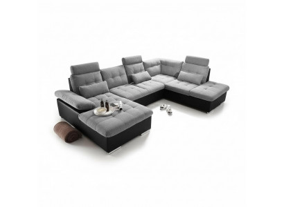 Canapé d'angle en tissu en forme de U Fonction lit Design canapé rembourrage Textile cuir Coin