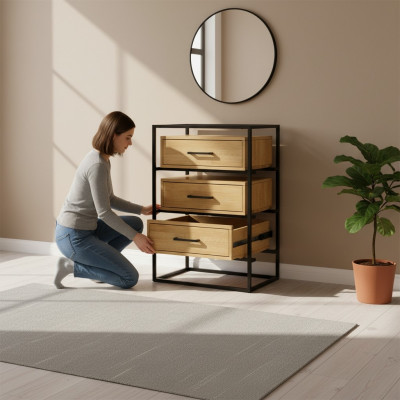 Designer Loft Kommode Sideboard Schrank Wohnzimmerregal Luxus Metallkommoden