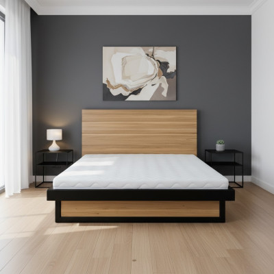 Lits mezzanine en bois massif de 140x200cm Mobilier de chambre en bois massif Lit en chêne métallique