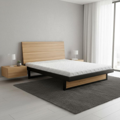 Lit en bois Lit Double en bois massif 160x200cm Chambre Lit en bois massif