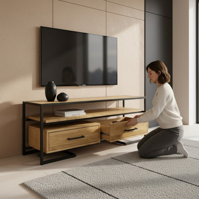 Buffet TV, meuble bas TV, armoire, mobilier en bois massif, meubles en bois artisanal, solide