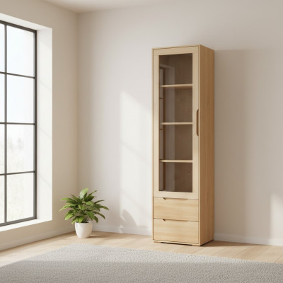 Vitrine solide Véritable article artisanal Armoire en bois massif Armoires en bois Vitrines en verre