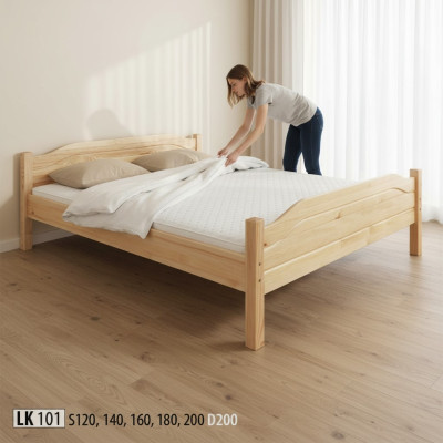Lit en bois Véritable lit Double Chambre d'hôtel en bois massif 180x200 Style Meubles massifs