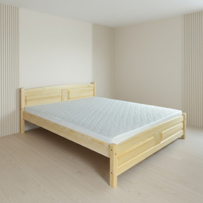 Lit en bois massif 200x200cm Cadre de lit en bois massif Lit double