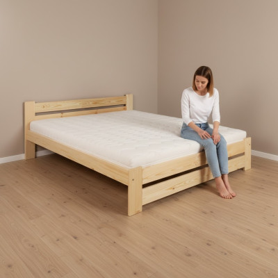Lit en bois massif 200x200 Lit double en pin massif Vrai lit en bois massif VollWooden lit nouveau