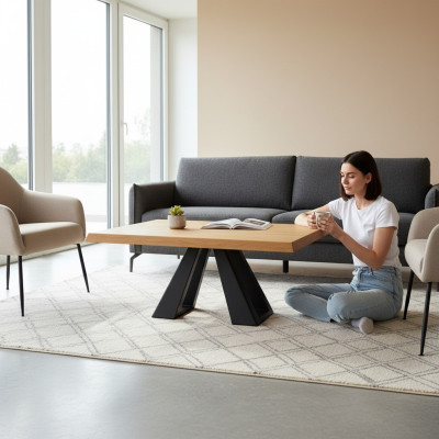 Table basse Table de canapé Table d'appoint pour canapé en bois massif 100x60cm