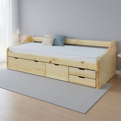 Lit en bois Lit en bois Véritables lits Chambre Hôtel 90x200 Style Mobilier massif