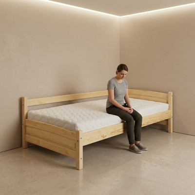 Lit en pin Massiv en bois Massiv 90x200 cadre de lit en bois massif artisanal lit d'invité neuf.