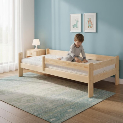 Lit de jeune lit en pin Lit d'enfants en bois massif Lit en bois Lit en bois 90x200 avec cadre de lit en bois