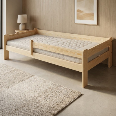 Lit de jeune lit en pin Lit d'enfants en bois massif Lit en bois Lit en bois 90x200 avec cadre de lit en bois