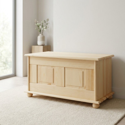 Boîte décorative en bois massif, meuble en bois, meuble en bois artisanal, coffret coffre en bois véritable 86x45cm