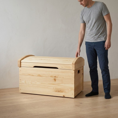 Boîte décorative meuble en bois massif meuble en bois fait main coffret coffre en bois véritable 68x44cm