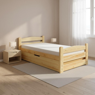 Chambre Lit en bois Véritable lit Lits Hôtel 90x200 Style Meubles en bois massif