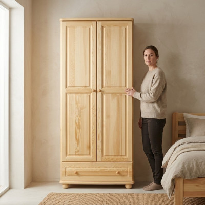 Véritable bois Armoire en bois massif Armoire penderie Armoire de chambre neuve