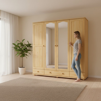 Armoire Chambre Bois Armoire en bois Massif Armoire en bois massif à 4 portes.