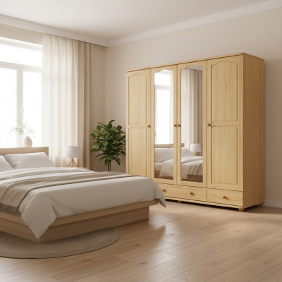 Armoire Chambre Bois Armoire en bois Massif Armoire en bois massif à 4 portes.