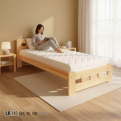 Lit simple, lit de jeunesse, lit en pin, bois de pin massif, lit en bois massif de pin, 100x200, fait main