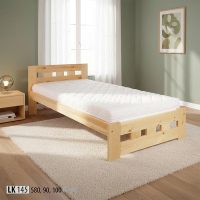 Lit simple, lit de jeunesse, lit en pin, bois de pin massif, lit en bois massif de pin, 100x200, fait main
