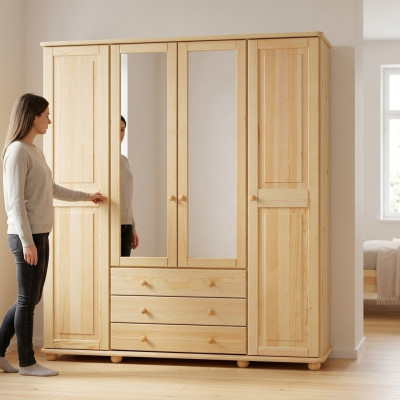 Armoires Armoire Murale 4 Portes Meubles en Bois Chambre à Coucher Nouveau