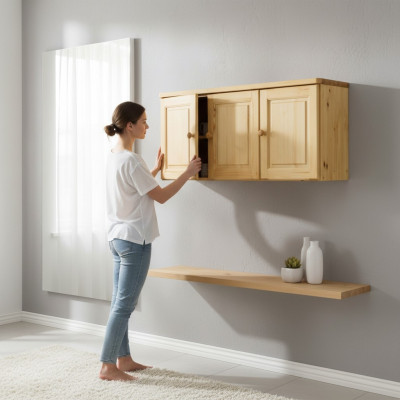 Armoire attachée Armoire en bois faite à la main Extension en bois Véritable bois