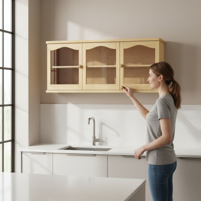 Armoire murale  Placard mural  Armoire de rangement  Cuisine  Salle de bains  Bois massif  Meubles  Bois véritable  Vitrine