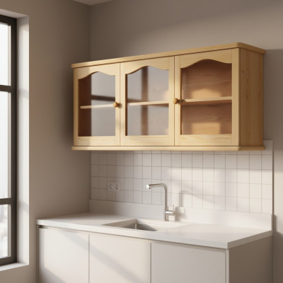 Armoire murale  Placard mural  Armoire de rangement  Cuisine  Salle de bains  Bois massif  Meubles  Bois véritable  Vitrine