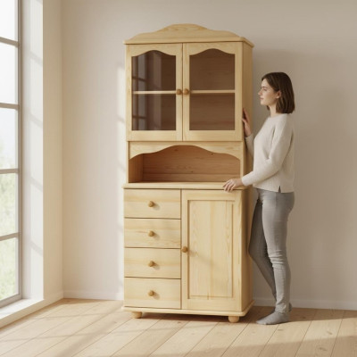 Armoire de cuisine en bois massif Buffet Armoire Bahut Armoire de service Meubles massifs artisanat Armoires d'exposition