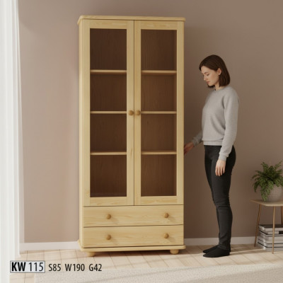 Vitrine Salon Buffet Bois Massif Vitrines Verre Garde-robe Bois Véritable