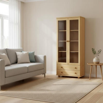 Vitrine Salon Buffet Bois Massif Vitrines Verre Garde-robe Bois Véritable