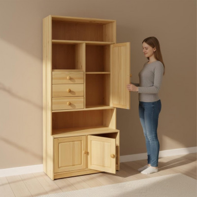 Armoire murale en bois massif étagères armoire de cuisine penderie meuble en bois massif étagère en bois