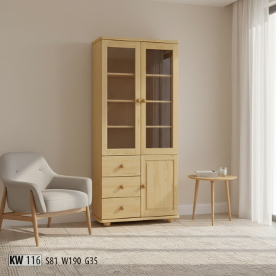 Vitrine Mobilier de salon Buffet en bois Vitrines en verre Armoire en bois massif Bois massif