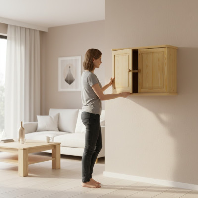 Armoire murale solide Commode de meubles Armoires en vrai bois Penderie