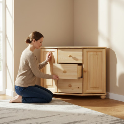 Coffret de garde-robe solide Commode Buffet Mobilier Commodes en bois massif Armoires neuves Buffet