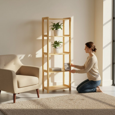Étagère murale en bois, bibliothèque, étagère de rangement, armoire, étagère debout de bureau en bois massif neuve