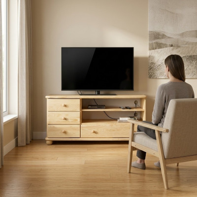 Meuble de télévision Bahut en bois Commode Buffets Salon Commodes 124cm Meuble massif