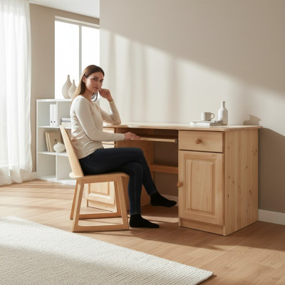 Bureau table en bois Bureau de bureau Table Mobilier de bureau Bois massif Bureau d'ordinateur