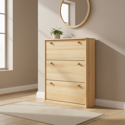 Armoire à chaussures faite à la main Commode pour hall d'entrée Commode en bois avec 3 compartiments