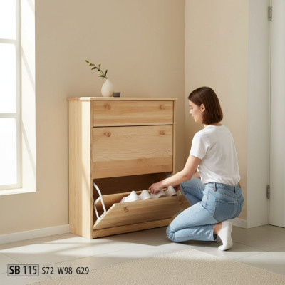 Coffre à chaussures en bois véritable fait main avec embout de chaussure fabriqué à partir de 3 tiroirs.