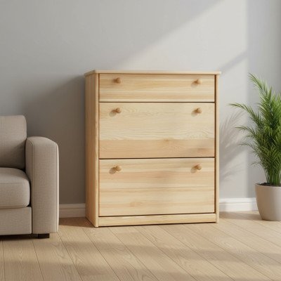 Coffre à chaussures en bois véritable fait main avec embout de chaussure fabriqué à partir de 3 tiroirs.