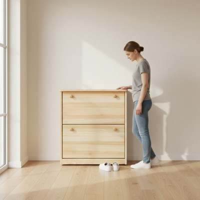 Compartiment à chaussures Commode en bois massif Meuble Bascule à chaussures Étagère à chaussures Étagère