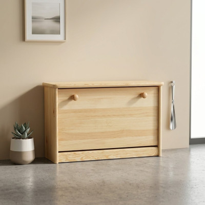 Armoire à chaussures en pin Commode en bois massif Meuble solide Porte-chaussures basculeur Range-chaussures