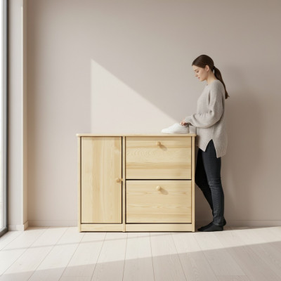 Meuble à chaussures Compartiment de meuble à chaussures Commode en bois massif Meuble solide Rangement à chaussures Étagère