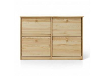 Armoire à chaussures 4 compartiments Commode en bois massif Meuble solide Rangement à chaussures Étagère