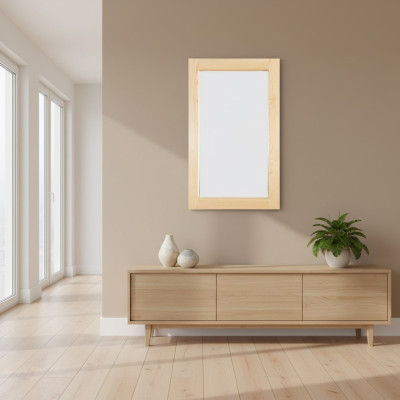 Miroir fait main Cadre solide en bois massif Miroir mural en pin 50 * 80 cm nouveau