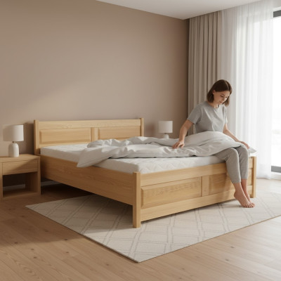 Lit en bois massif Chambre à coucher Lits 100x200 cm Lit simple Mobilier solide