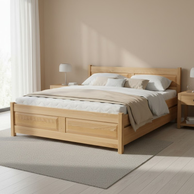 Lit en bois massif Chambre à coucher Lits 100x200 cm Lit simple Mobilier solide